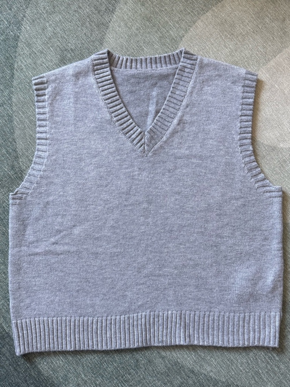 Classic V-Neck Knit Sweater Vest - Light Gray